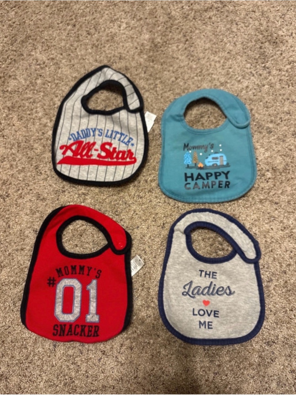 Carter's Baby Bib Set - Teal, Red, Gray, Blue